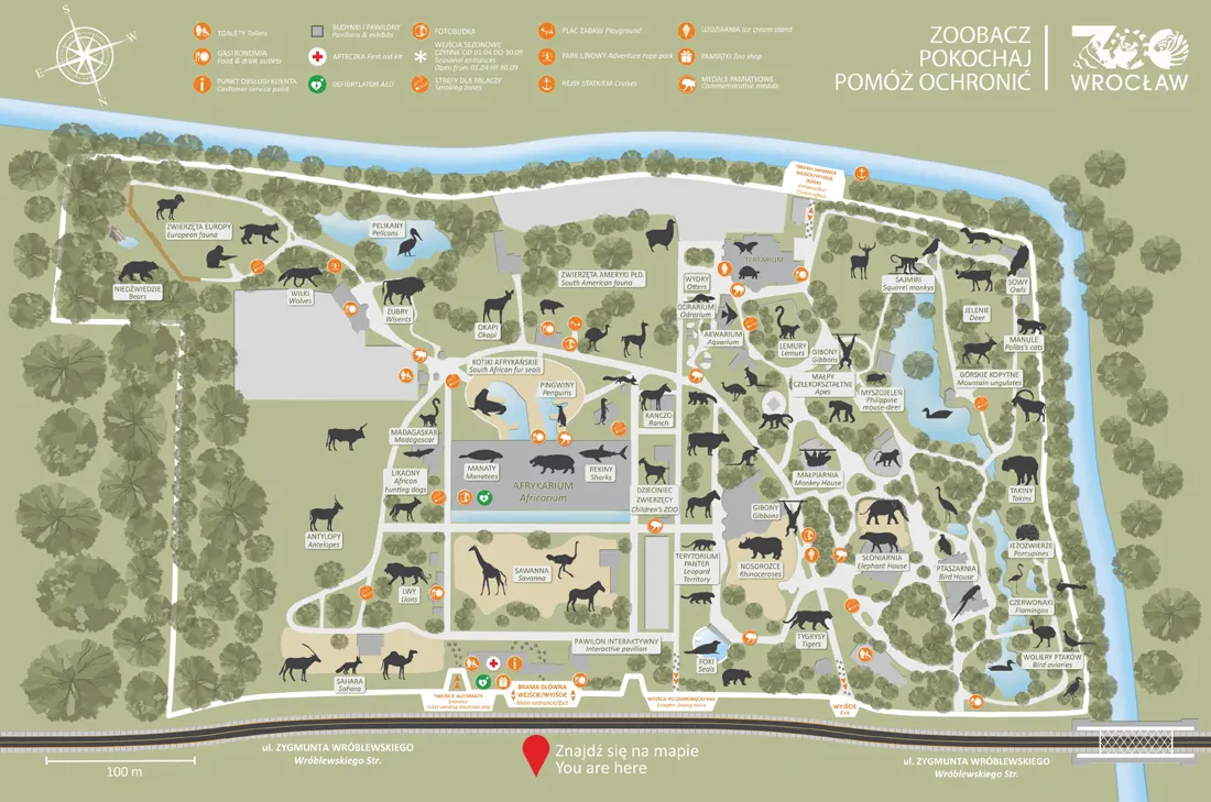 Мапа Зоопарку Вроцлава