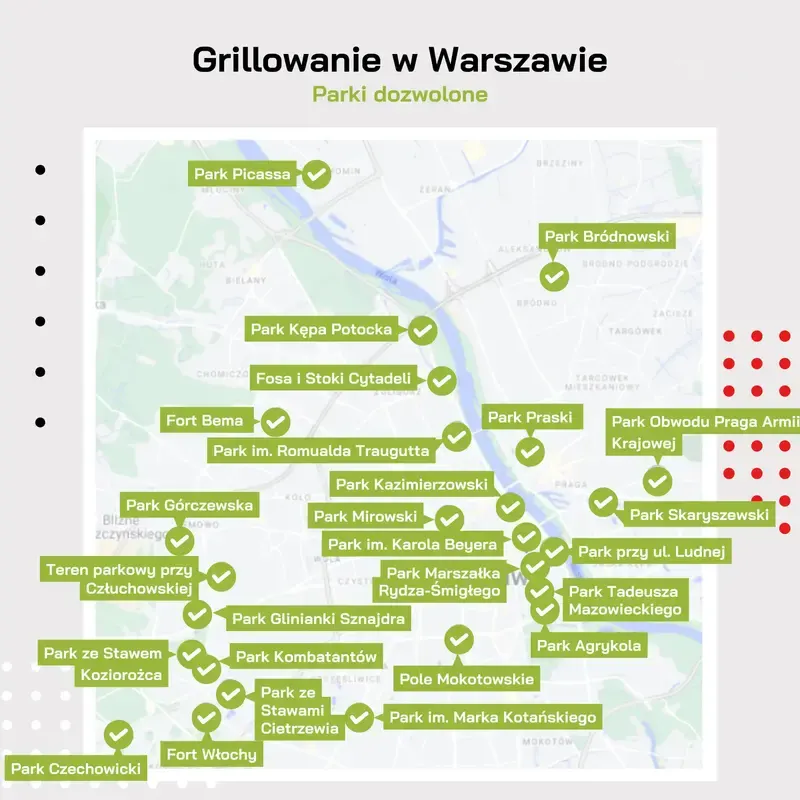 Варшава – місця в парках для гриля:
