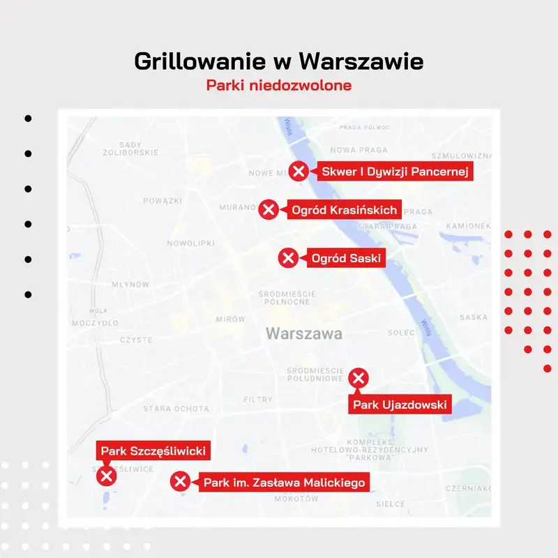 Парки у Варшаві, де НЕ можна робити гриль