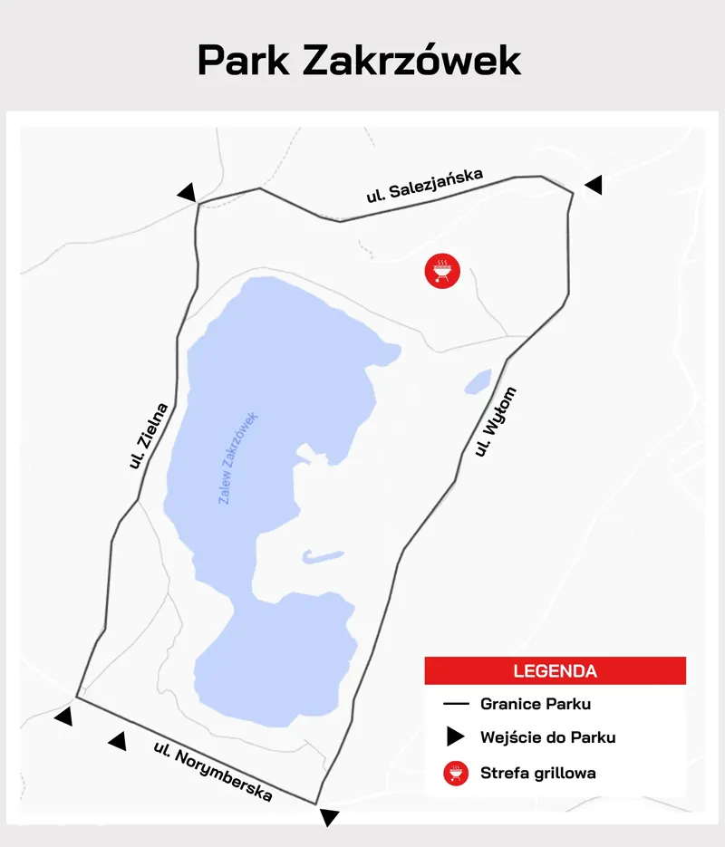 Парк Zakrzówek  - позначка на мапу де розташоване місце для гриля