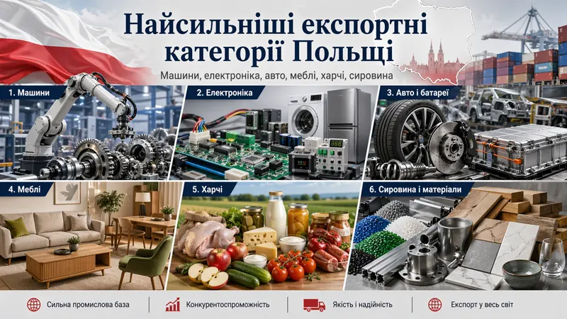 Найсильніші експортні категорії Польщі